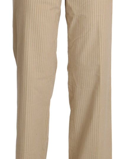 Ermanno Scervino Beige High Waist Flared Wide Leg Trouser Pants