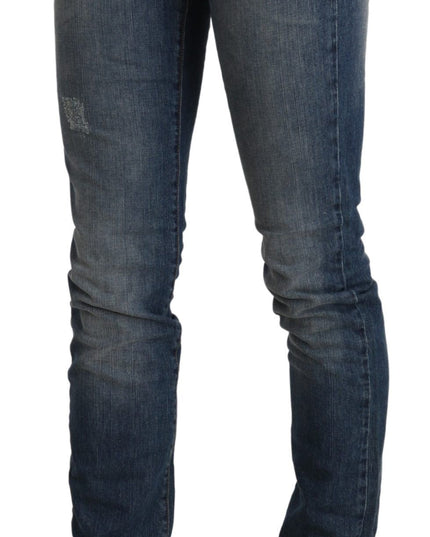 Ermanno Scervino Blue Washed Mid Waist Skinny Denim Jeans