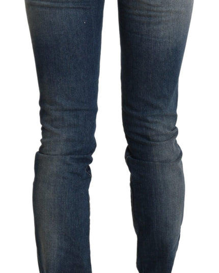 Ermanno Scervino Blue Washed Mid Waist Skinny Denim Jeans