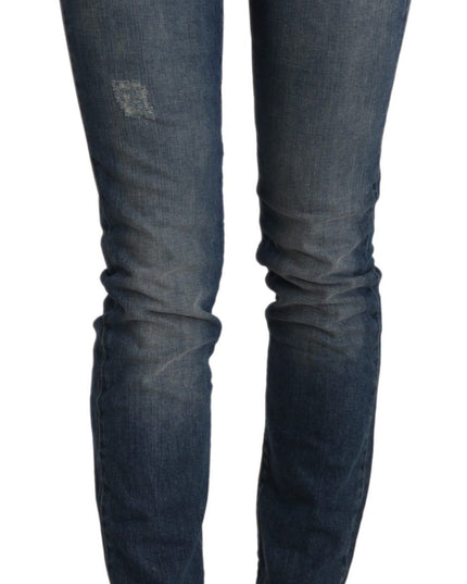 Ermanno Scervino Blue Washed Mid Waist Skinny Denim Jeans