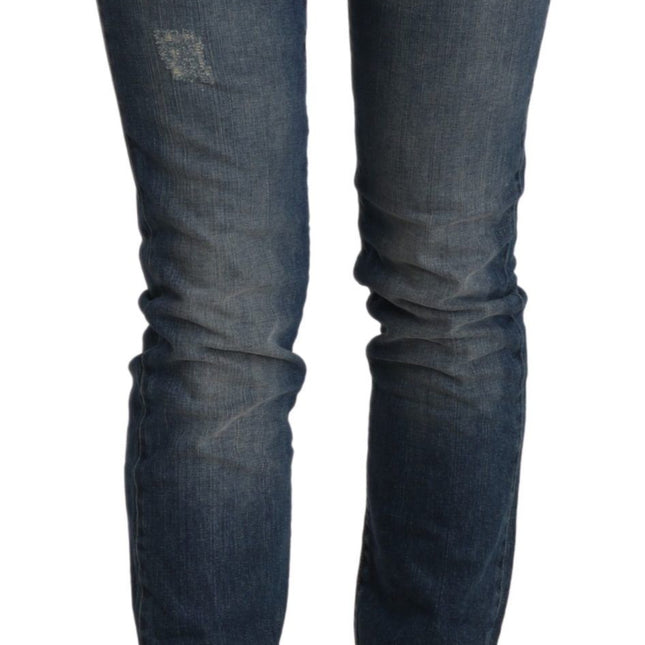 Ermanno Scervino Blue Washed Mid Waist Skinny Denim Jeans