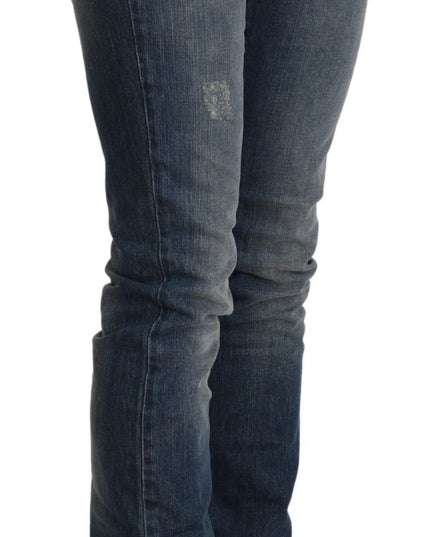 Ermanno Scervino Blue Washed Mid Waist Skinny Denim Jeans