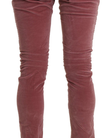 Ermanno Scervino Red Mid Waist Skinny Cotton Pants