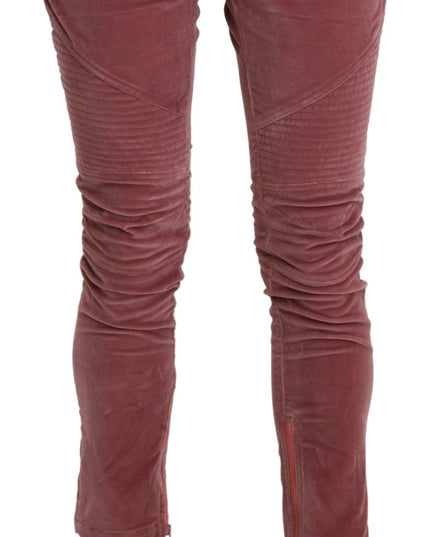 Ermanno Scervino Red Mid Waist Skinny Cotton Pants