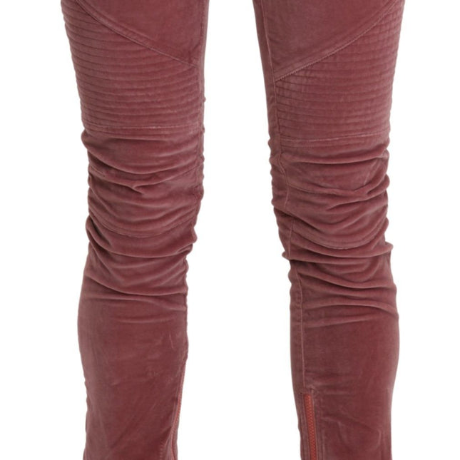 Ermanno Scervino Red Mid Waist Skinny Cotton Pants