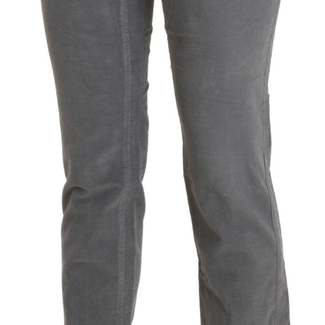 Ermanno Scervino Gray Cropped Cotton Stretch Trouser Pants