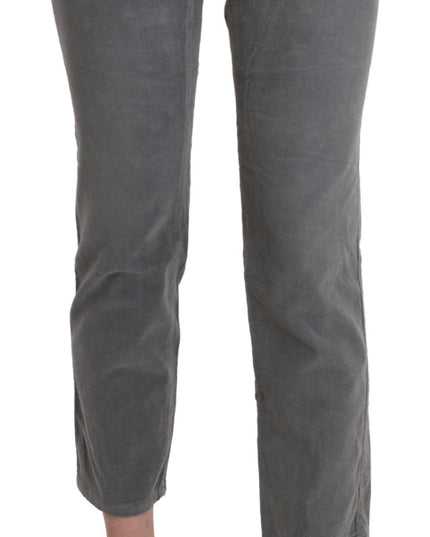 Ermanno Scervino Gray Cropped Cotton Stretch Trouser Pants