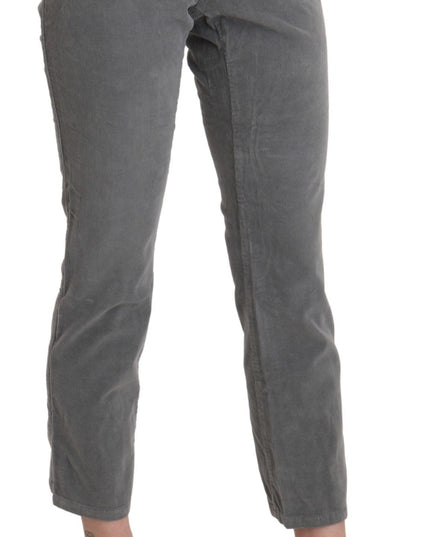 Ermanno Scervino Gray Cropped Cotton Stretch Trouser Pants