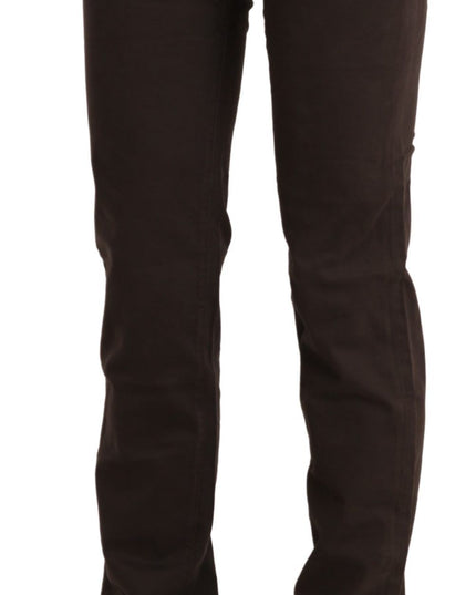 Ermanno Scervino Brown Mid Waist Skinny Slim Trouser Cotton Jeans