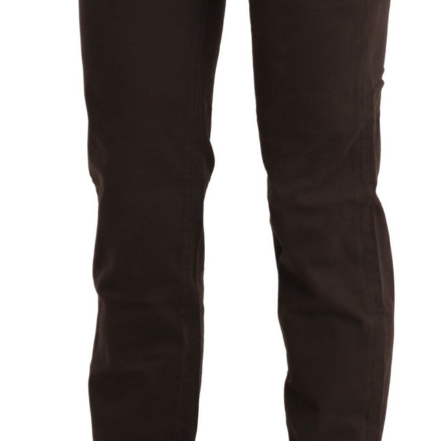 Ermanno Scervino Brown Mid Waist Skinny Slim Trouser Cotton Jeans