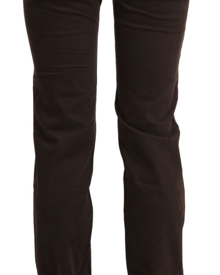 Ermanno Scervino Brown Mid Waist Skinny Slim Trouser Cotton Jeans
