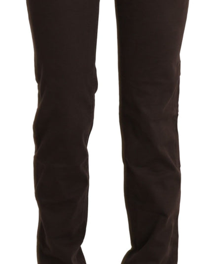 Ermanno Scervino Brown Mid Waist Skinny Slim Trouser Cotton Jeans