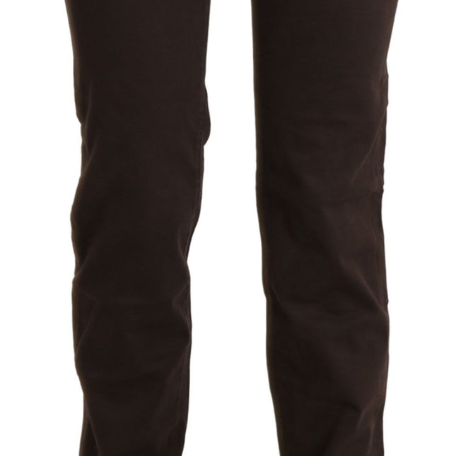 Ermanno Scervino Brown Mid Waist Skinny Slim Trouser Cotton Jeans