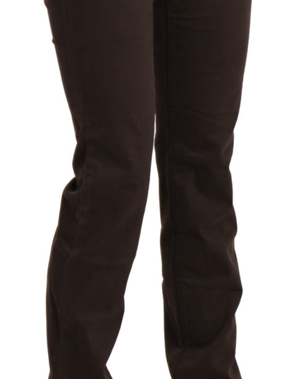 Ermanno Scervino Brown Mid Waist Skinny Slim Trouser Cotton Jeans