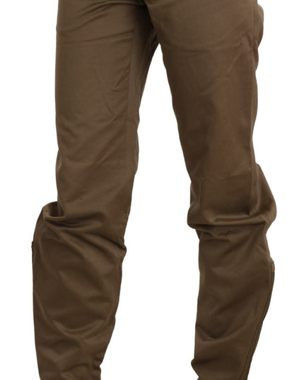 Ermanno Scervino Brown Mid Waist Straight Cotton Pants