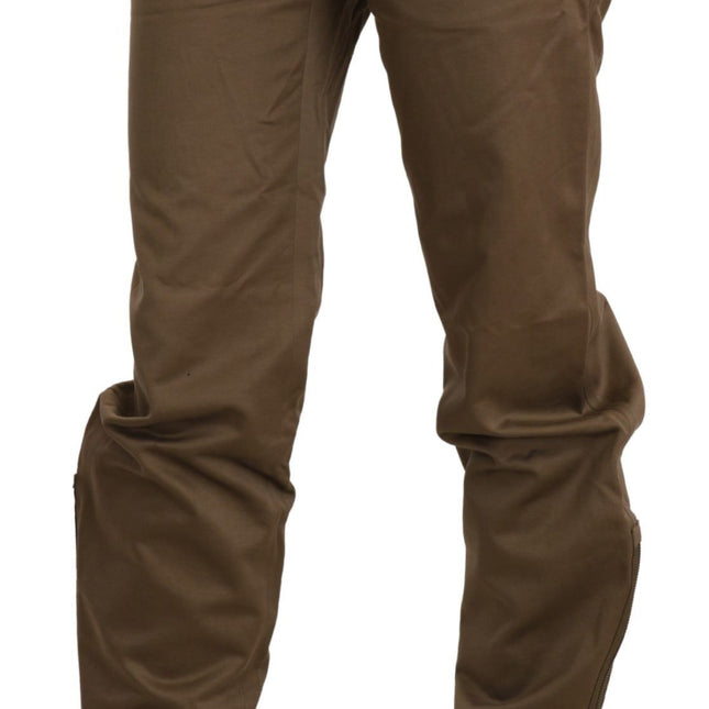 Ermanno Scervino Brown Mid Waist Straight Cotton Pants