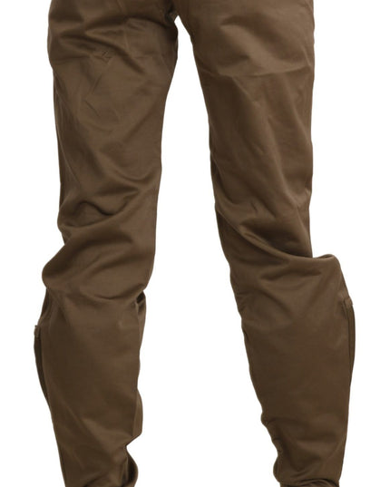 Ermanno Scervino Brown Mid Waist Straight Cotton Pants