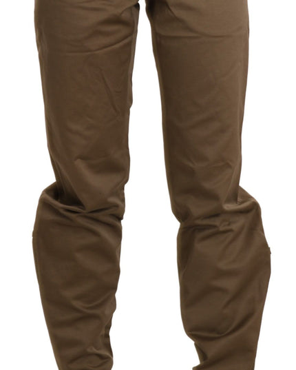 Ermanno Scervino Brown Mid Waist Straight Cotton Pants