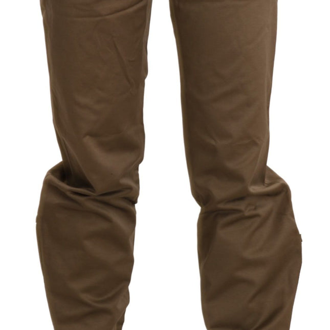 Ermanno Scervino Brown Mid Waist Straight Cotton Pants