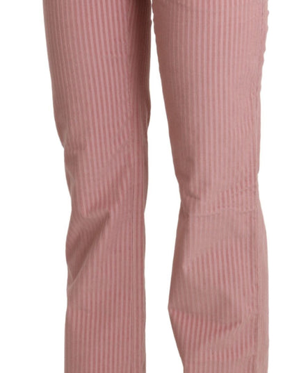 Ermanno Scervino Pink Mid Waist Straight Trouser Cotton Pants