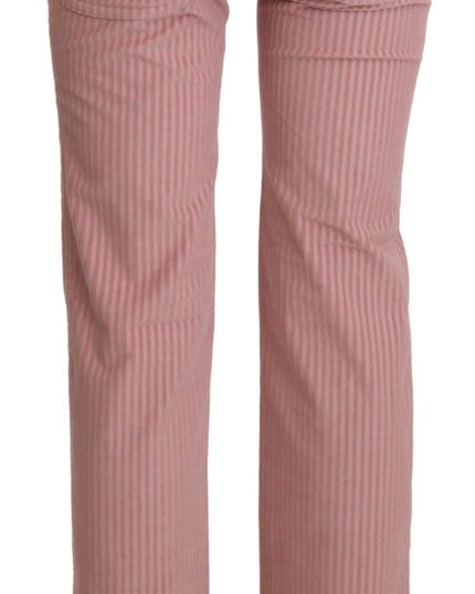 Ermanno Scervino Pink Mid Waist Straight Trouser Cotton Pants