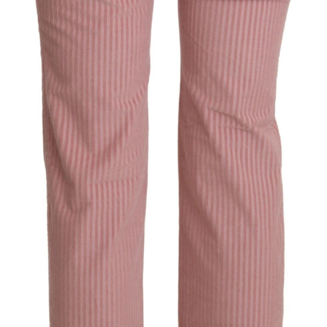 Ermanno Scervino Pink Mid Waist Straight Trouser Cotton Pants