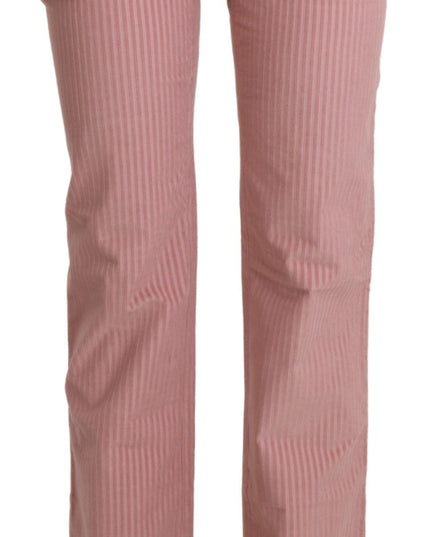 Ermanno Scervino Pink Mid Waist Straight Trouser Cotton Pants