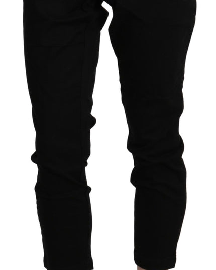 Acht Black High Waist Skinny Cropped Cotton Capri Pant