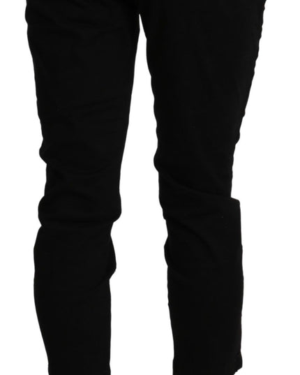 Acht Black High Waist Skinny Cropped Cotton Capri Pant