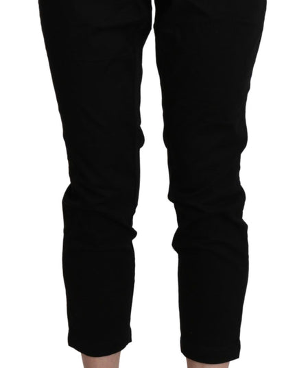 Acht Black High Waist Skinny Cropped Cotton Capri Pant