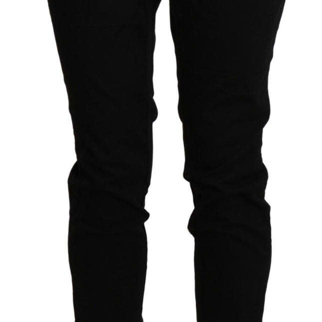 Acht Black High Waist Skinny Cropped Cotton Capri Pant