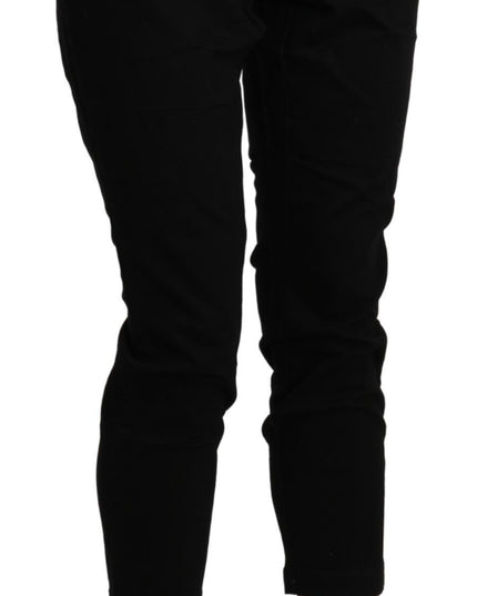 Acht Black High Waist Skinny Cropped Cotton Capri Pant