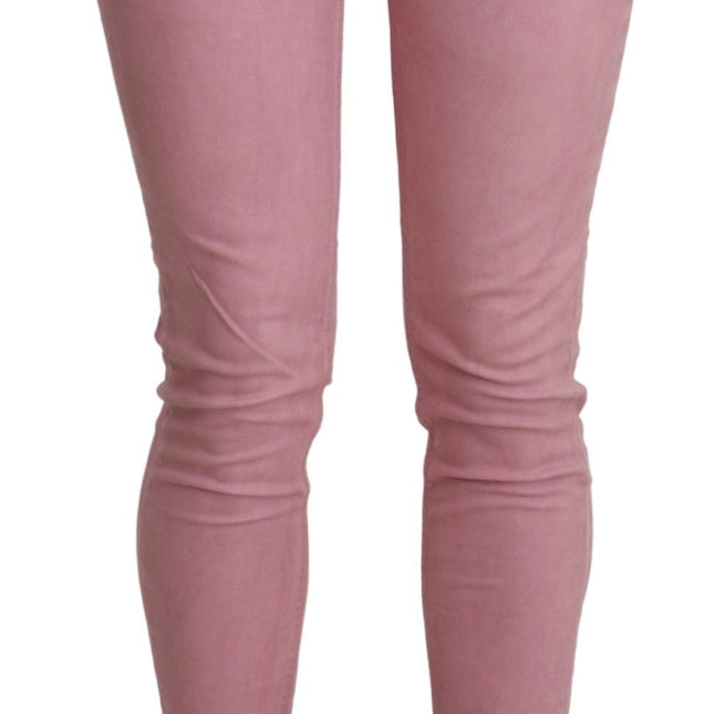 Acht Pink Mid Waist Skinny Stretch  Denim Pant