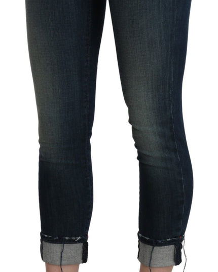 Acht Blue Washed Low Waist Skinny Cropped Denim pant