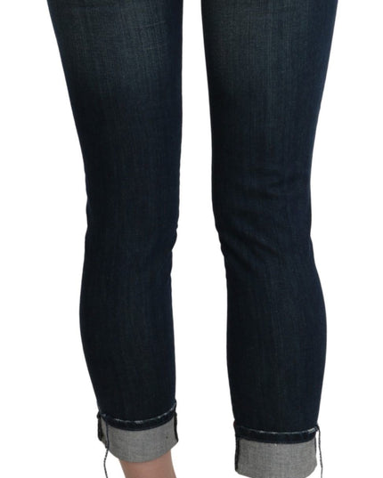 Acht Blue Washed Low Waist Skinny Cropped Denim pant