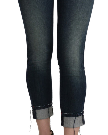 Acht Blue Washed Low Waist Skinny Cropped Denim pant