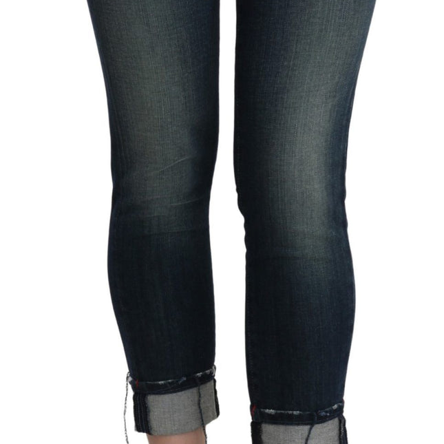 Acht Blue Washed Low Waist Skinny Cropped Denim pant