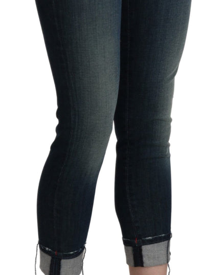 Acht Blue Washed Low Waist Skinny Cropped Denim pant