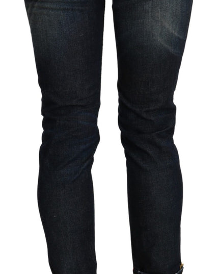 Acht Blue Washed Low Waist Skinny Cropped Denim Pant