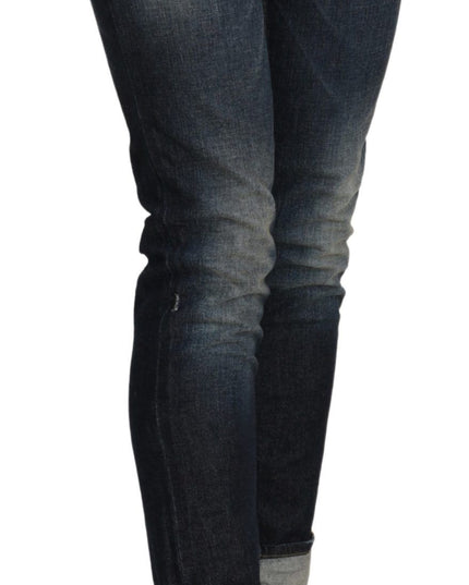 Acht Blue Washed Low Waist Skinny Cropped Denim Pant