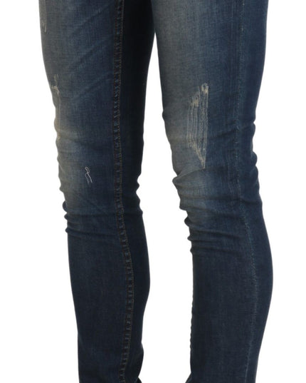 Acht Blue Washed Low Waist Skinny Cropped Denim Trouser