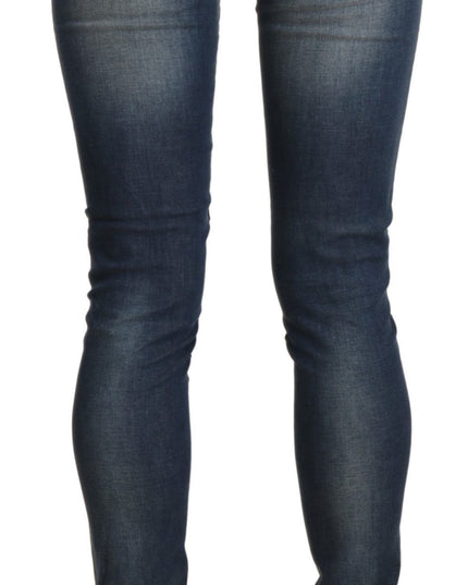 Acht Blue Washed Low Waist Skinny Cropped Denim Trouser