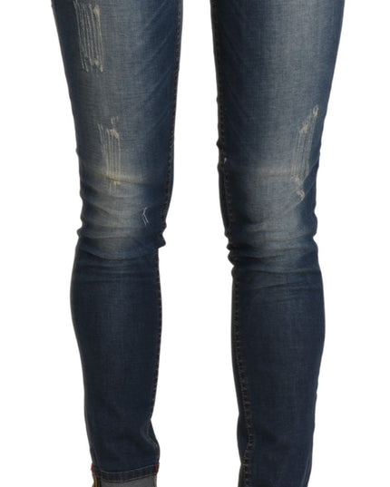 Acht Blue Washed Low Waist Skinny Cropped Denim Trouser