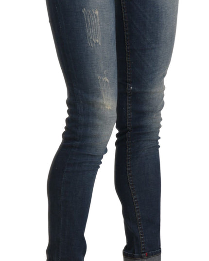 Acht Blue Washed Low Waist Skinny Cropped Denim Trouser