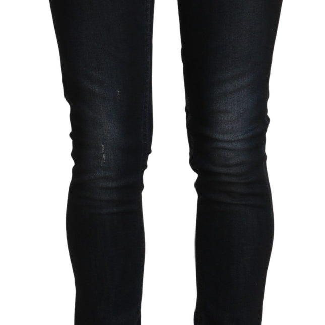 Acht Blue Washed Low Waist Skinny Denim Slim Trouser