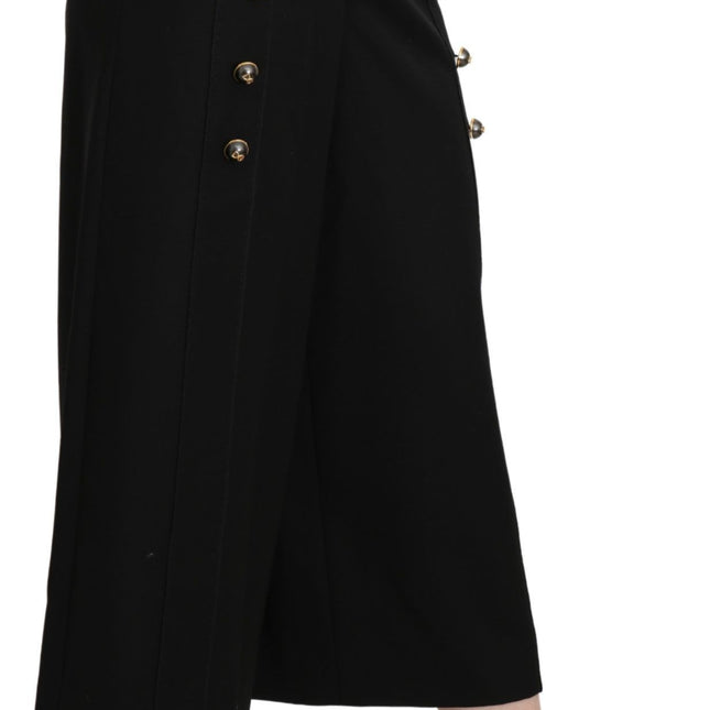 Dolce & Gabbana Black Wide Wool Leg Cropped Trouser Pant