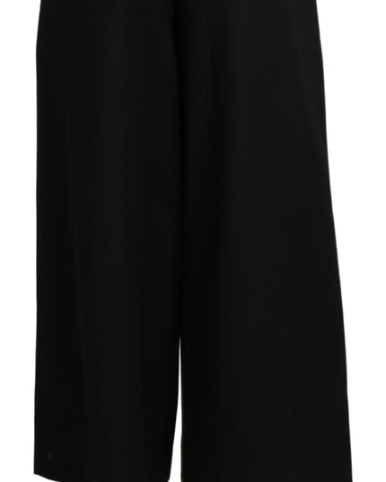 Dolce & Gabbana Black Wide Wool Leg Cropped Trouser Pant