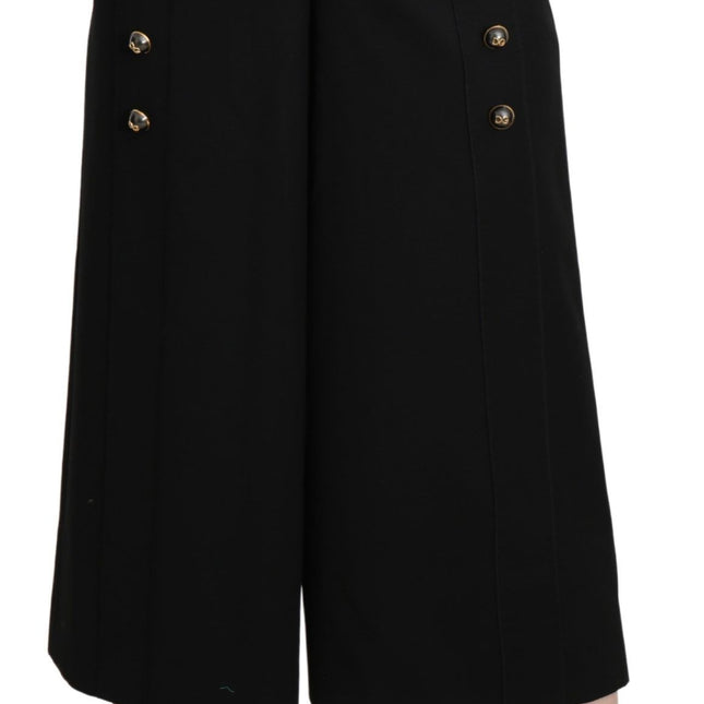 Dolce & Gabbana Black Wide Wool Leg Cropped Trouser Pant