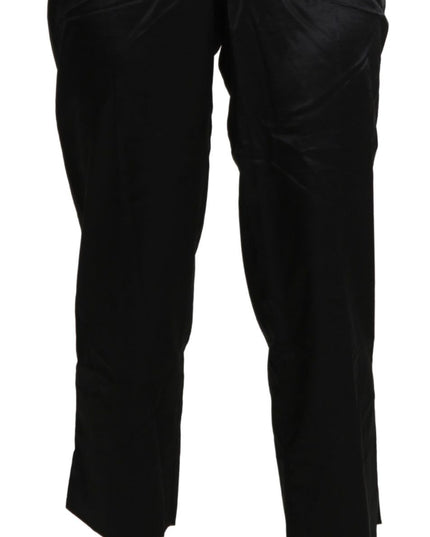 BENCIVENGA Black High Waist Straight Cropped Dress Trouser Pants