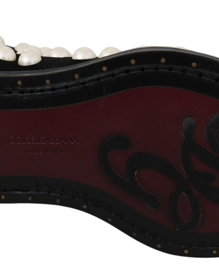 Dolce & Gabbana Black Suede Pearl Studs Boots Shoes
